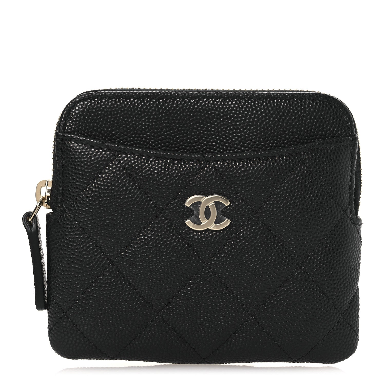 Chanel Caviar Quilted Zip Card Holder Wallet Black 1 of 9