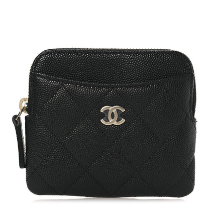 Chanel Caviar Quilted Zip Card Holder Wallet Black 1 of 9