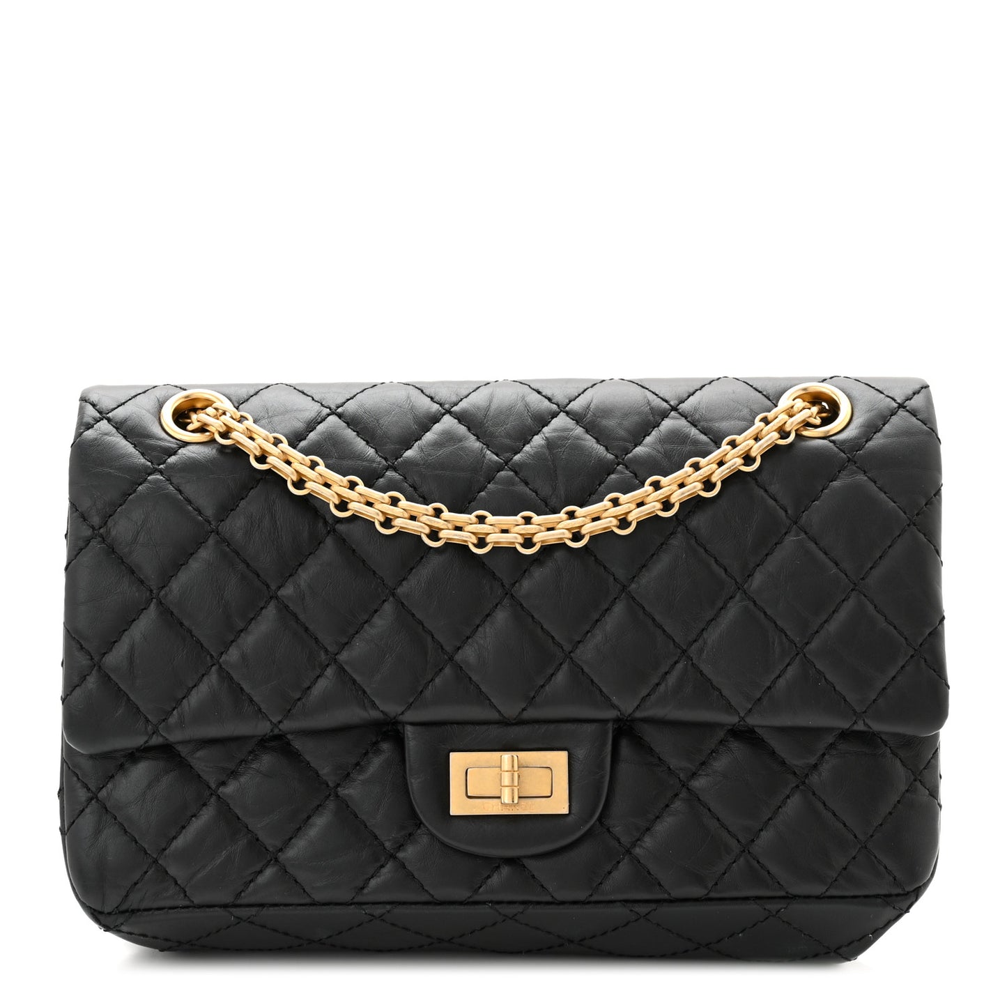 Aged Calfskin Quilted 2.55 Reissue 225 Flap Black