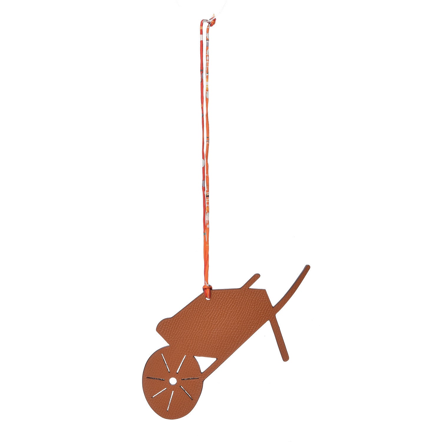 Hermes Togo Epsom Petit H Wheelbarrow Bag Charm Capucine Toffee 1 of 4