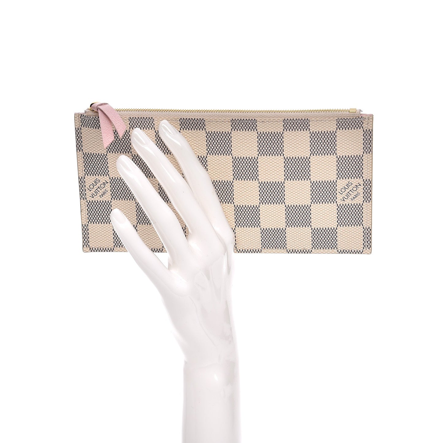 Damier Azur Felicie Chain Wallet Zippered Insert Rose Ballerine