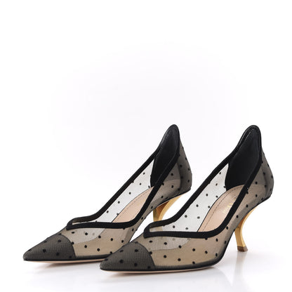 Christian Dior Suede Mesh Plumetis D-Sculpture Pumps 36.5 Black 3 of 9