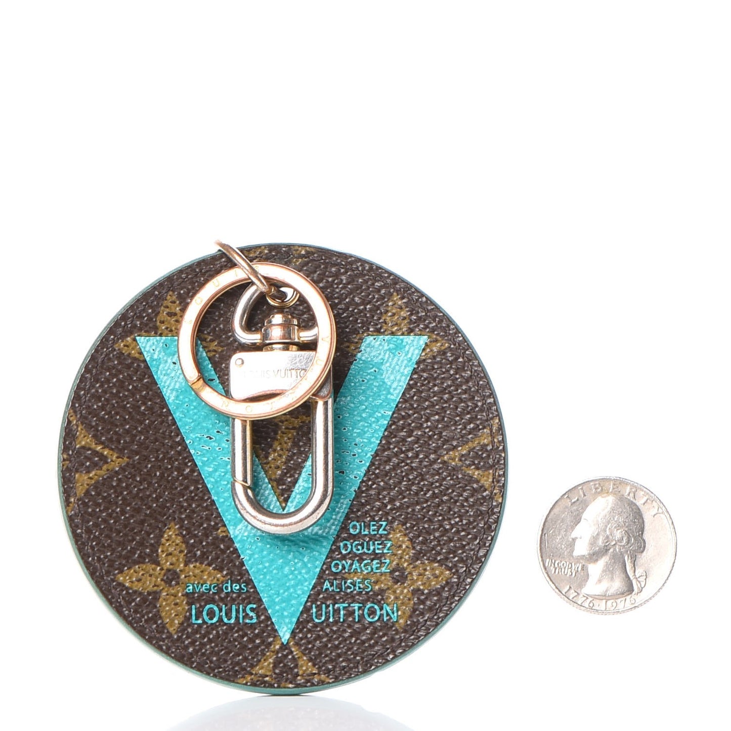 Monogram Illustre V Bag Charm Key Ring Turquoise