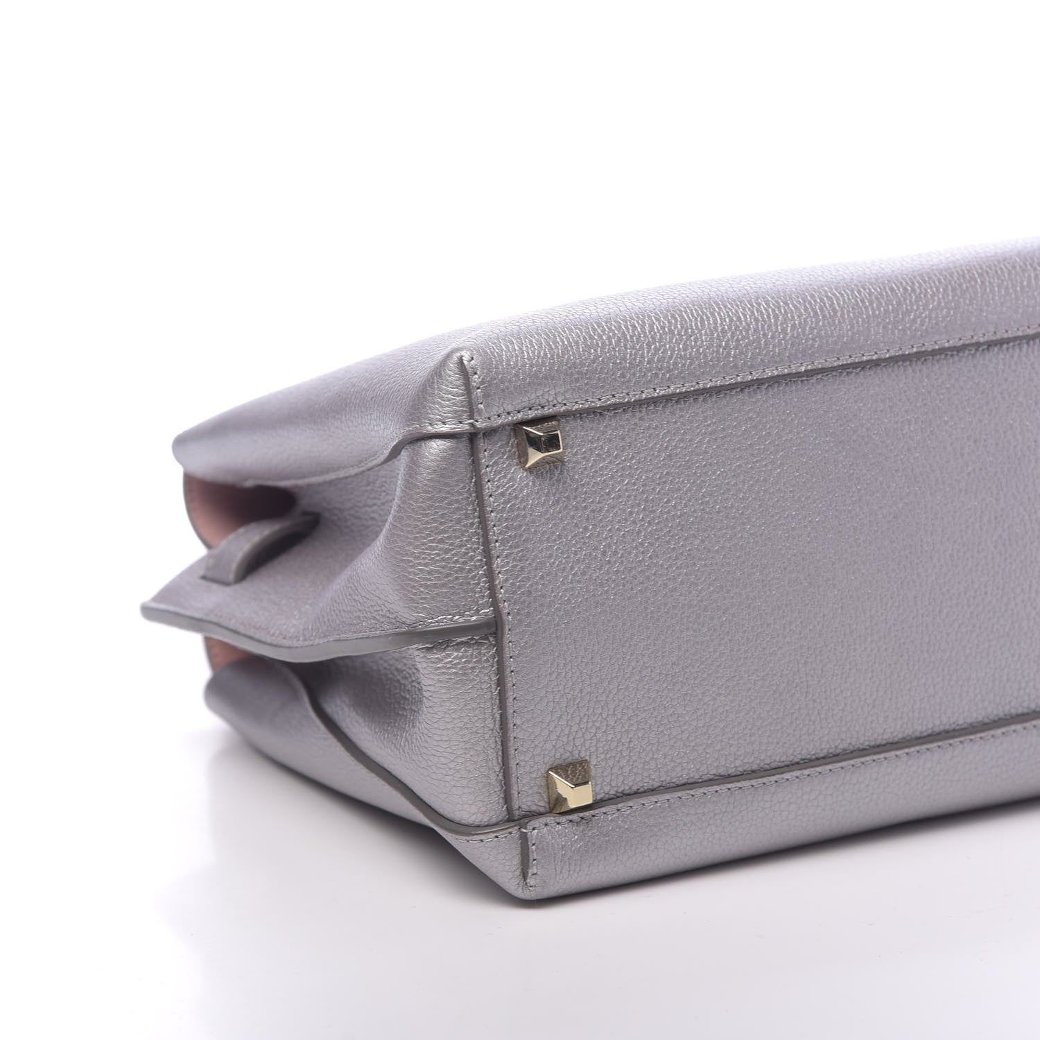MCM Metallic Grained Calfskin Medium Milla Tote Spike Silver 7 of 8
