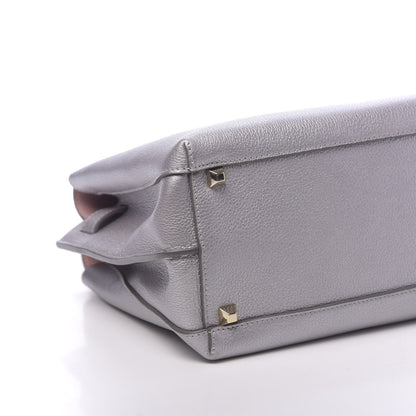 MCM Metallic Grained Calfskin Medium Milla Tote Spike Silver 7 of 8