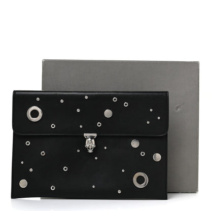 Alexander McQueen Calfskin Grommet Skull Envelope Clutch Black 16 of 16