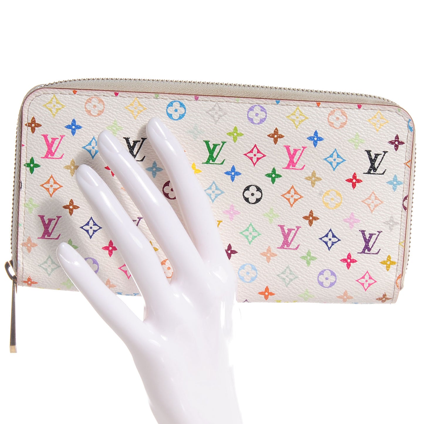 Monogram Multicolor Zippy Wallet White