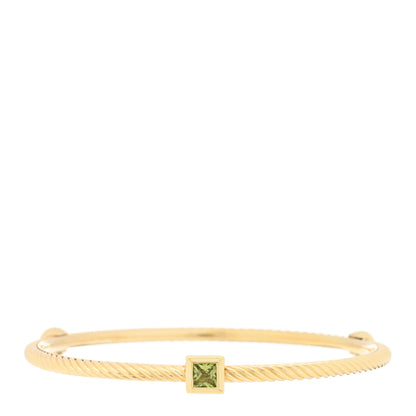 David Yurman 18K Yellow Gold Peridot Cable Classics Bangle Bracelet 1 of 3