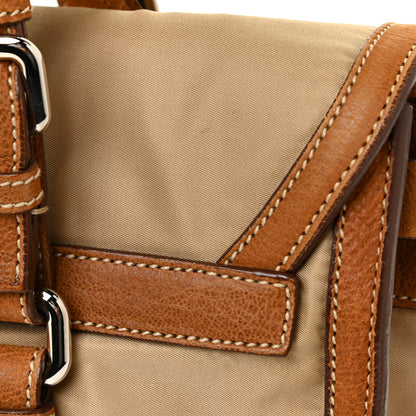 Prada Tessuto Nylon Vitello Foldover Pushlock Satchel Beige 20 of 28