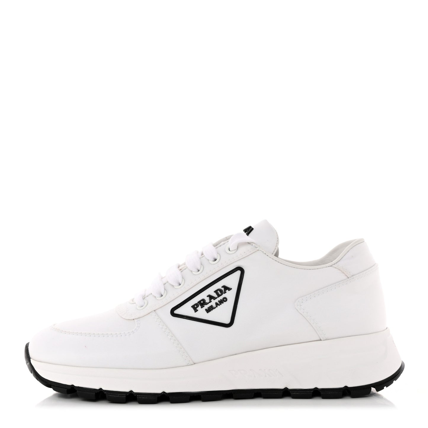 Re-Nylon Triangle Logo Womens Prax 01 45mm Sneakers 38.5 White Black