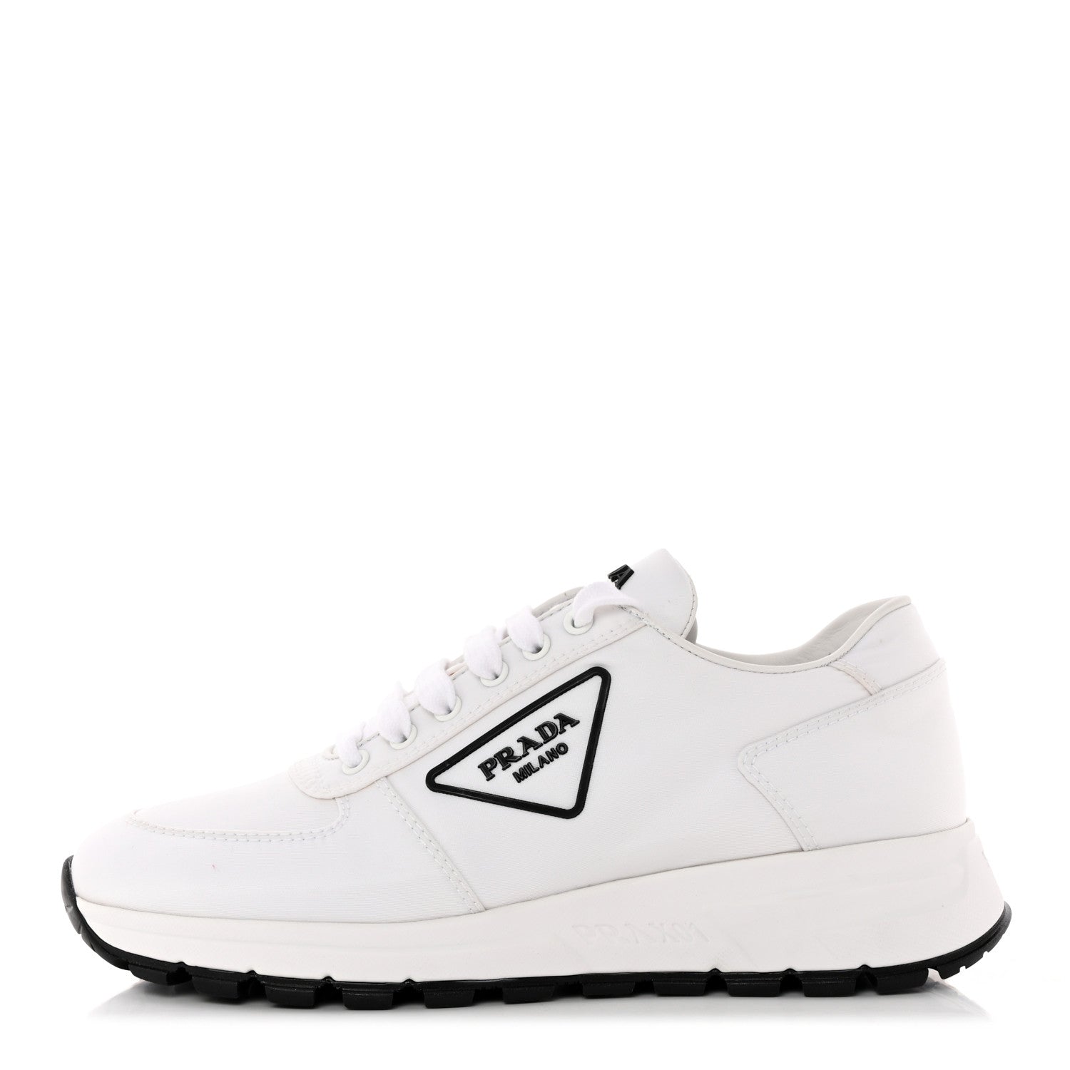 Prada Re-Nylon Triangle Logo Womens Prax 01 45mm Sneakers 38.5 White Black 1 of 12