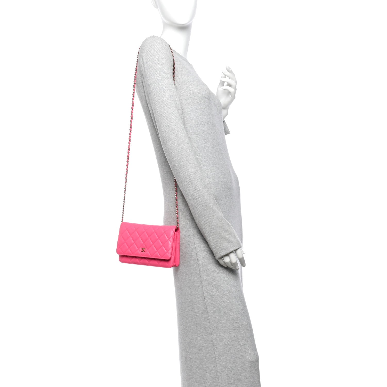 Chanel Caviar Quilted Wallet on Chain WOC Fuchsia 2 of 14