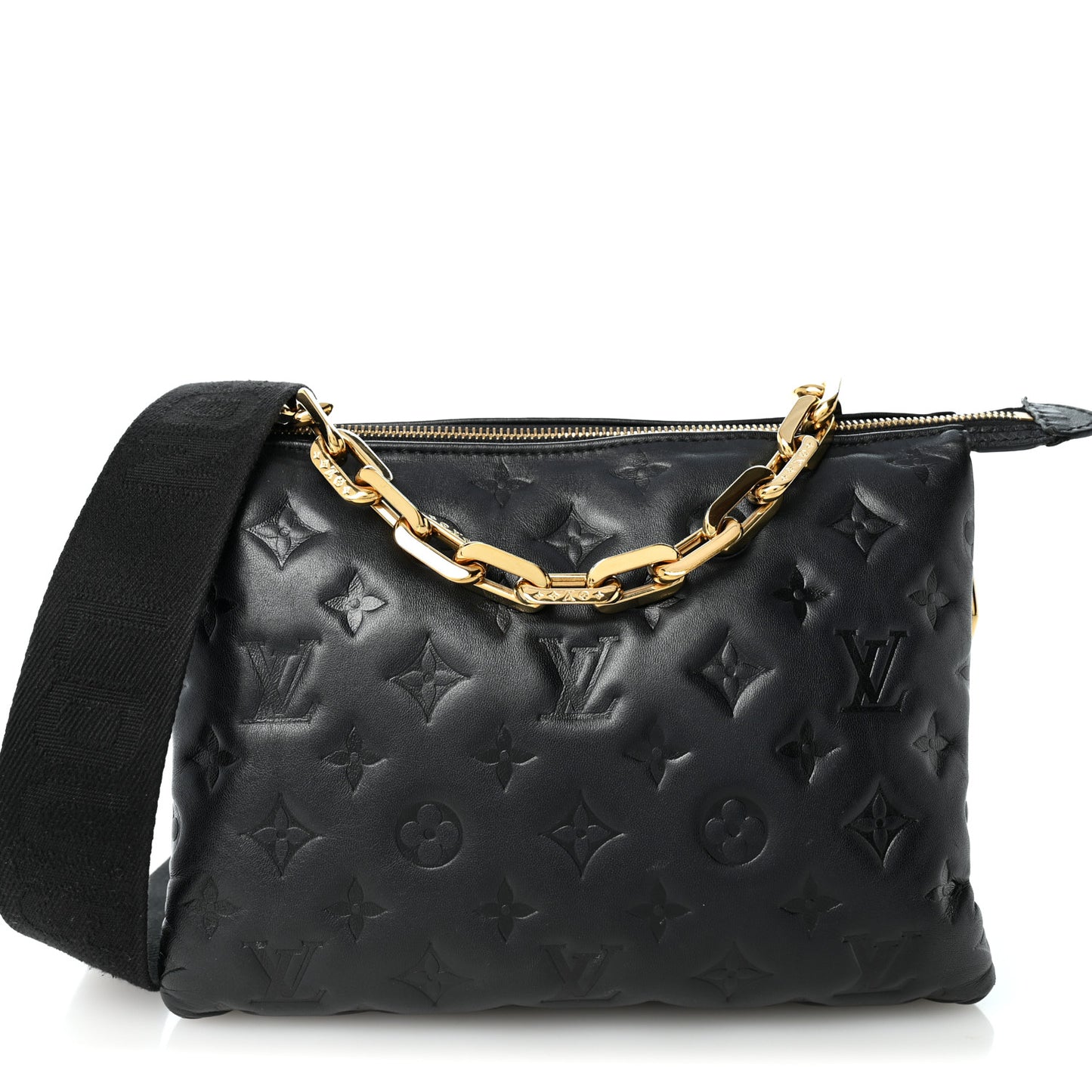 Lambskin Embossed Monogram Coussin PM Black