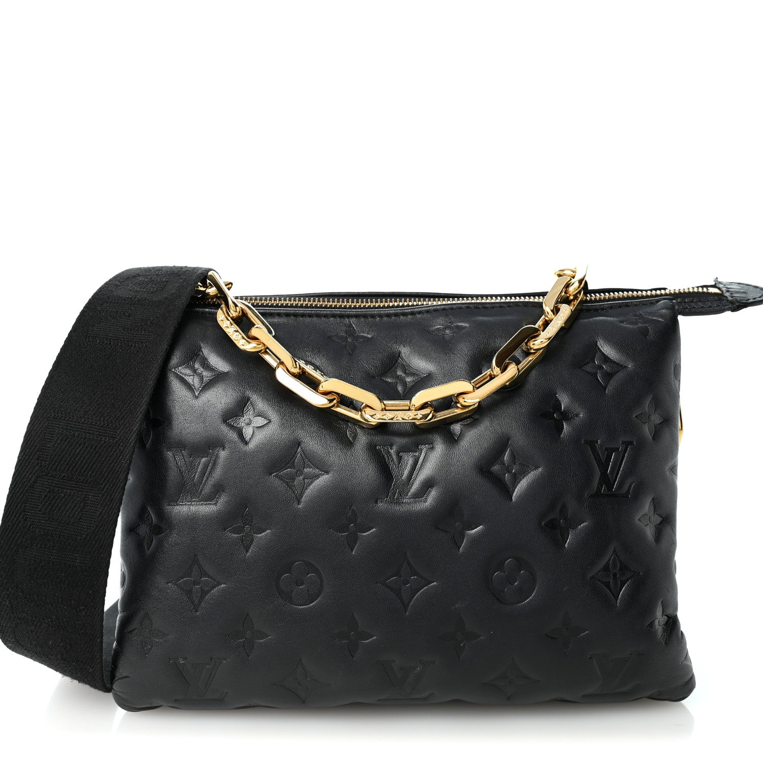Louis Vuitton Lambskin Embossed Monogram Coussin PM Black 1 of 11