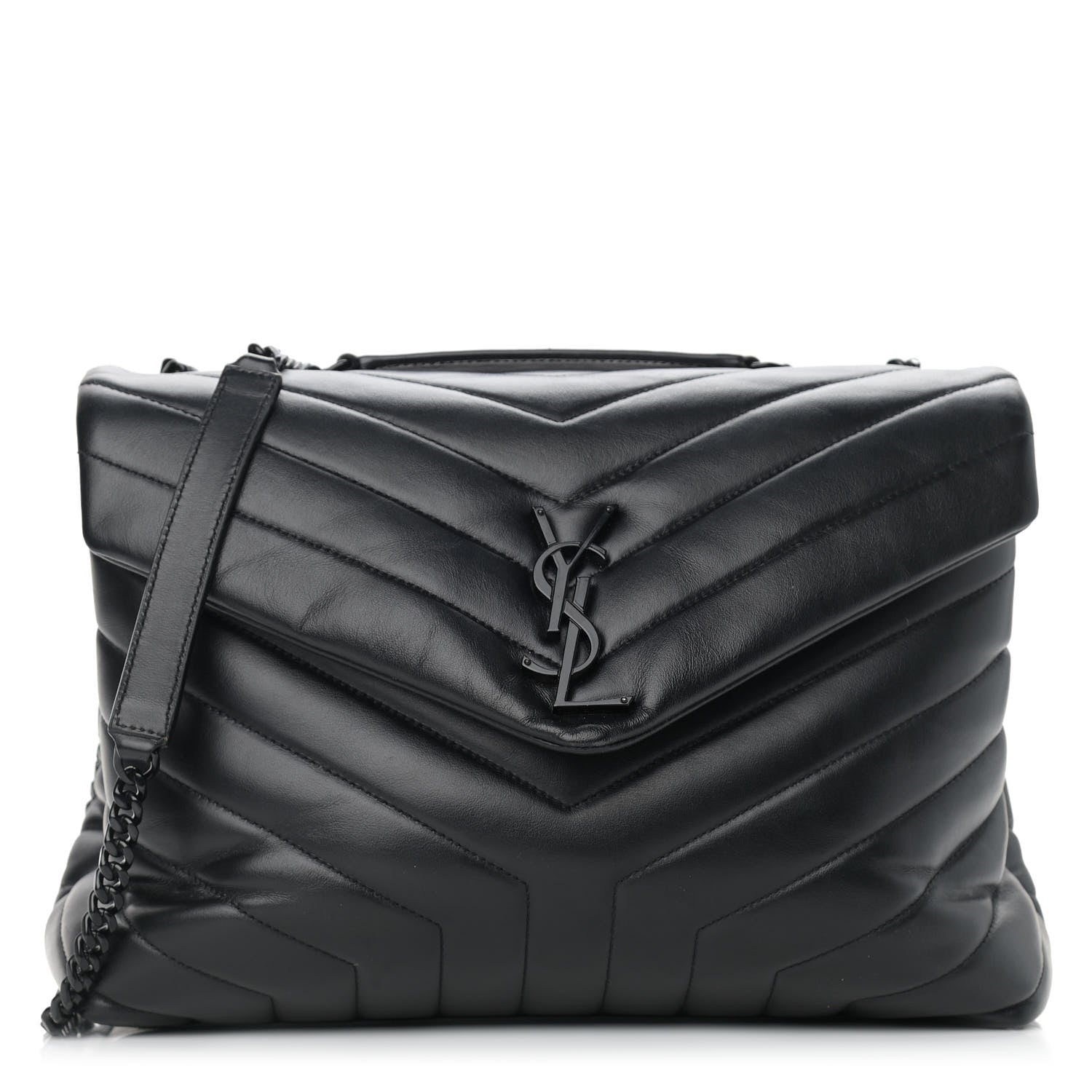 Saint Laurent Calfskin Y Quilted Monogram Medium Loulou Chain Satchel Black 1 of 12