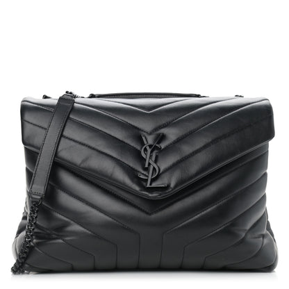 Saint Laurent Calfskin Y Quilted Monogram Medium Loulou Chain Satchel Black 1 of 12