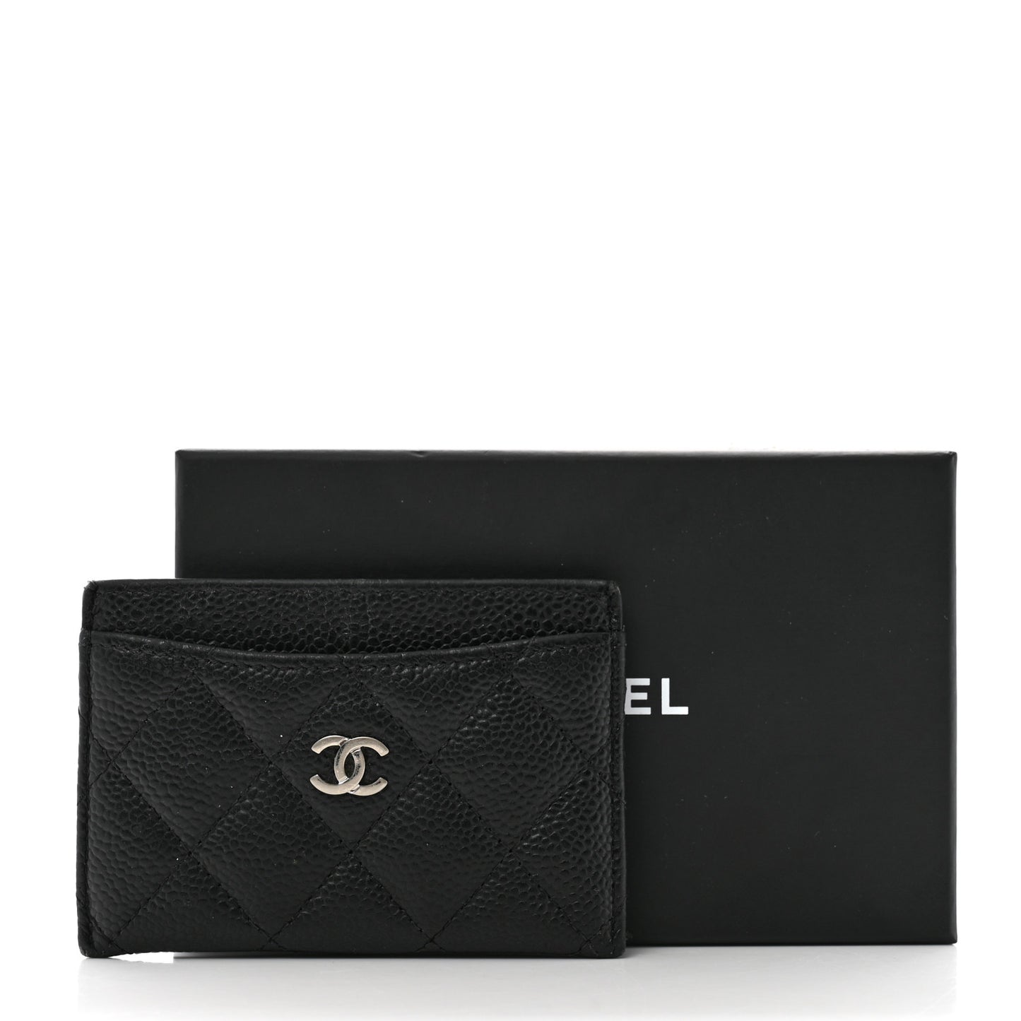 Caviar Quilted Card Holder Black