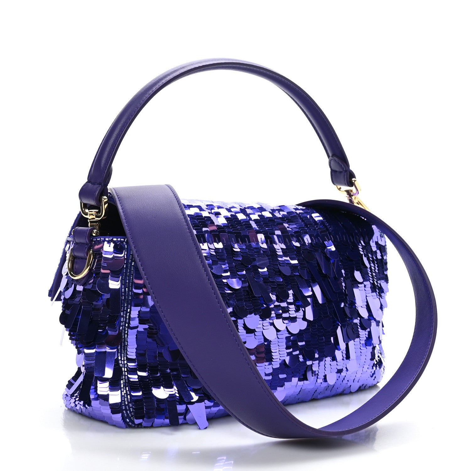Fendi Sequin Paillettes Shiny Nappa Sex and the City Baguette Viola Purple Rain 3 of 8