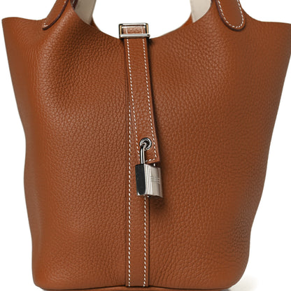 Hermes Taurillon Clemence Swift Eclat Picotin Lock 18 PM Gold Nata 6 of 11