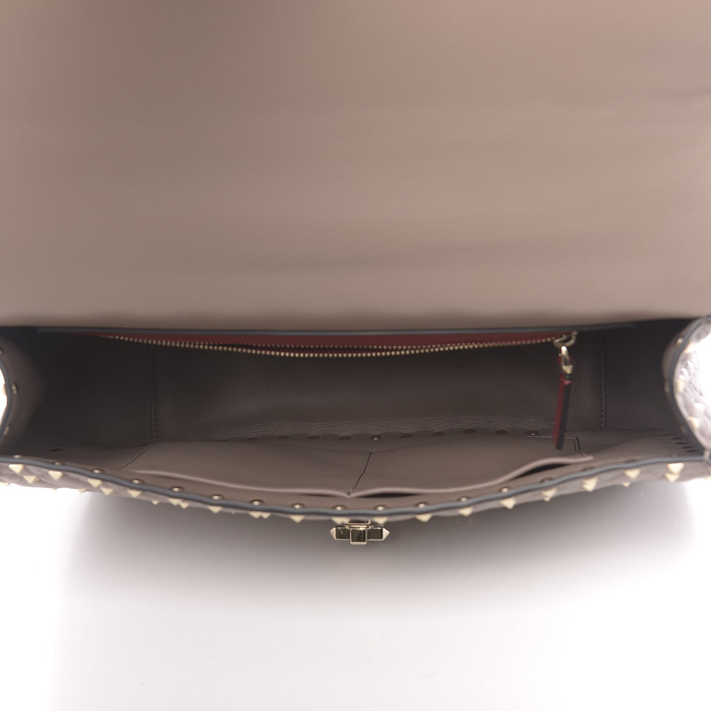Nappa Large Rockstud Spike Shoulder Bag Clay