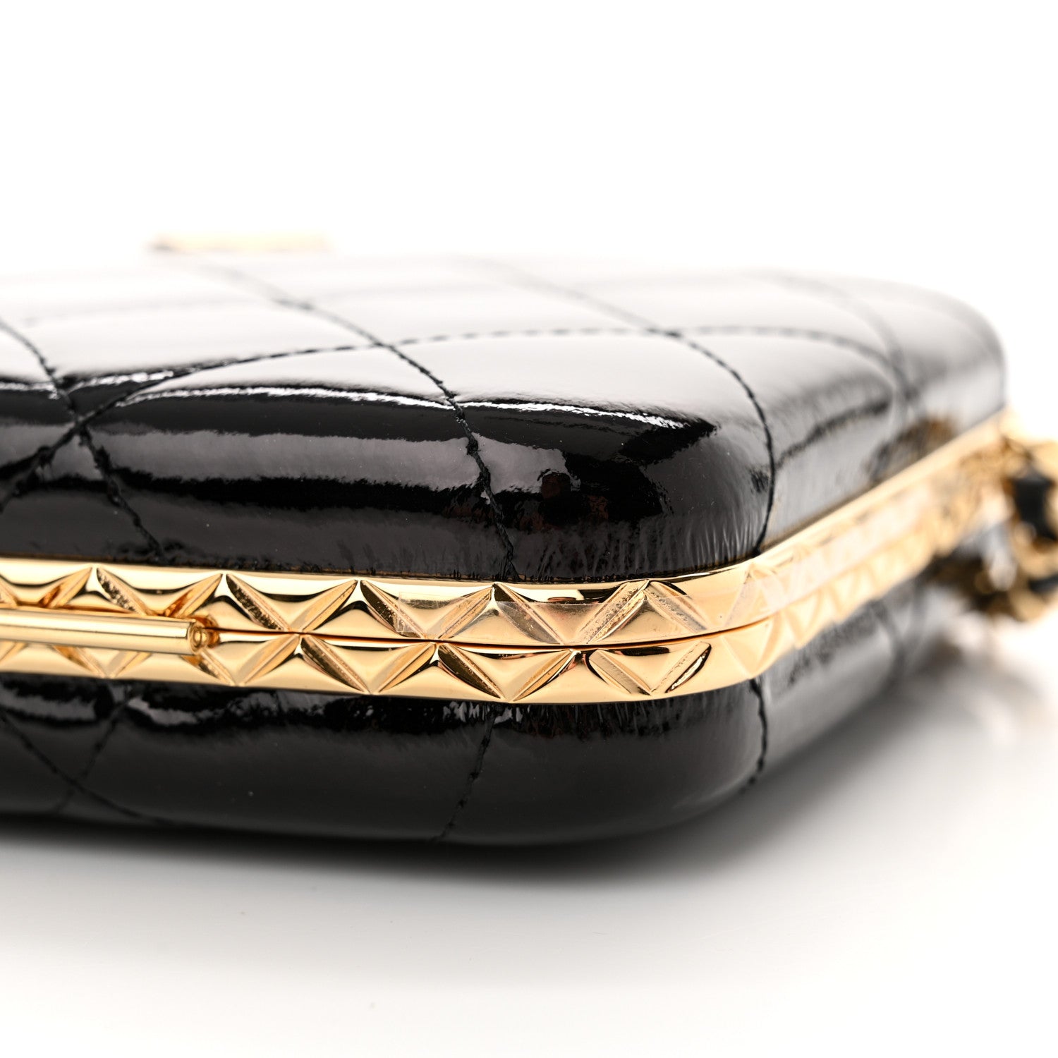 Chanel Glazed Goatskin Quilted Box With Chain Black 10 of 11
