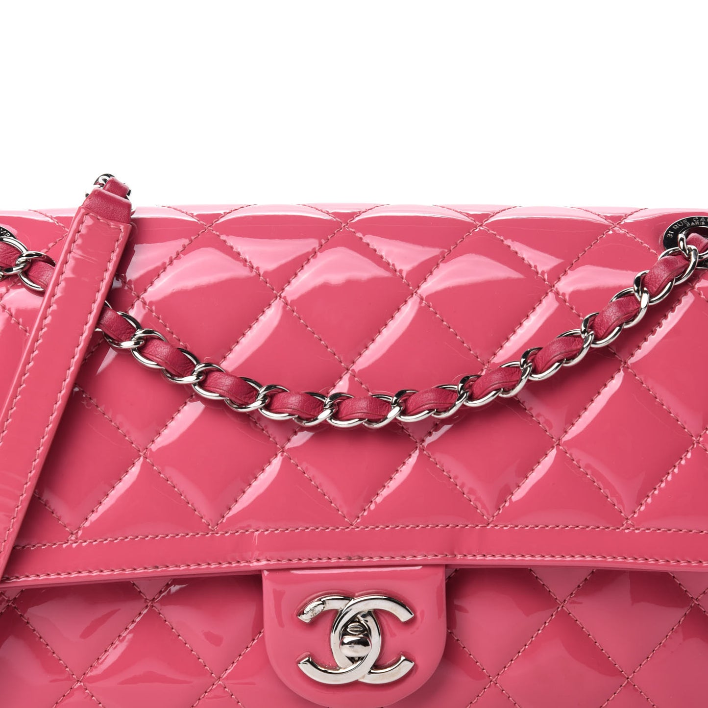 Patent Quilted Large Coco Shine Flap Pink