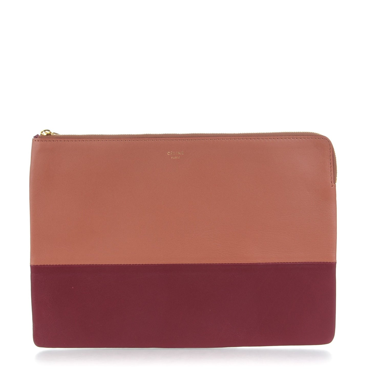 Lambskin Bi-Color Solo Clutch Pouch Peach