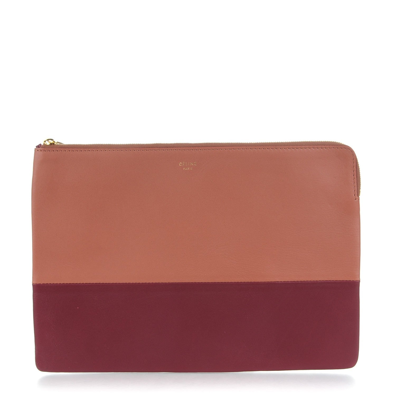 Celine Lambskin Bi-Color Solo Clutch Pouch Peach 1 of 8