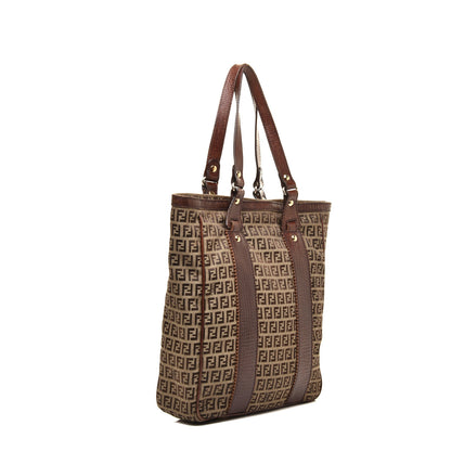 Fendi Zucchino Vitello Shopping Tote Mogano Panna Bruciato 4 of 9