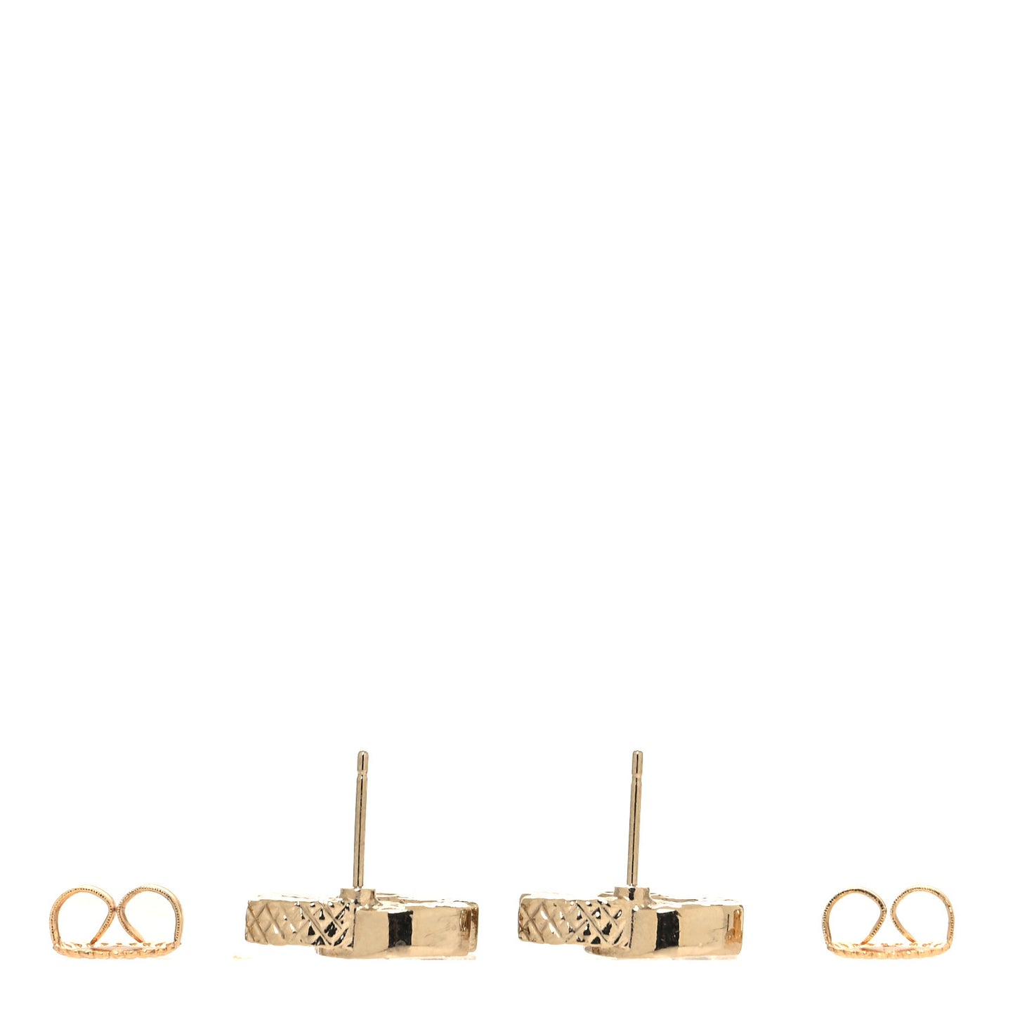Textured Metal Crystal CC Earrings Gold
