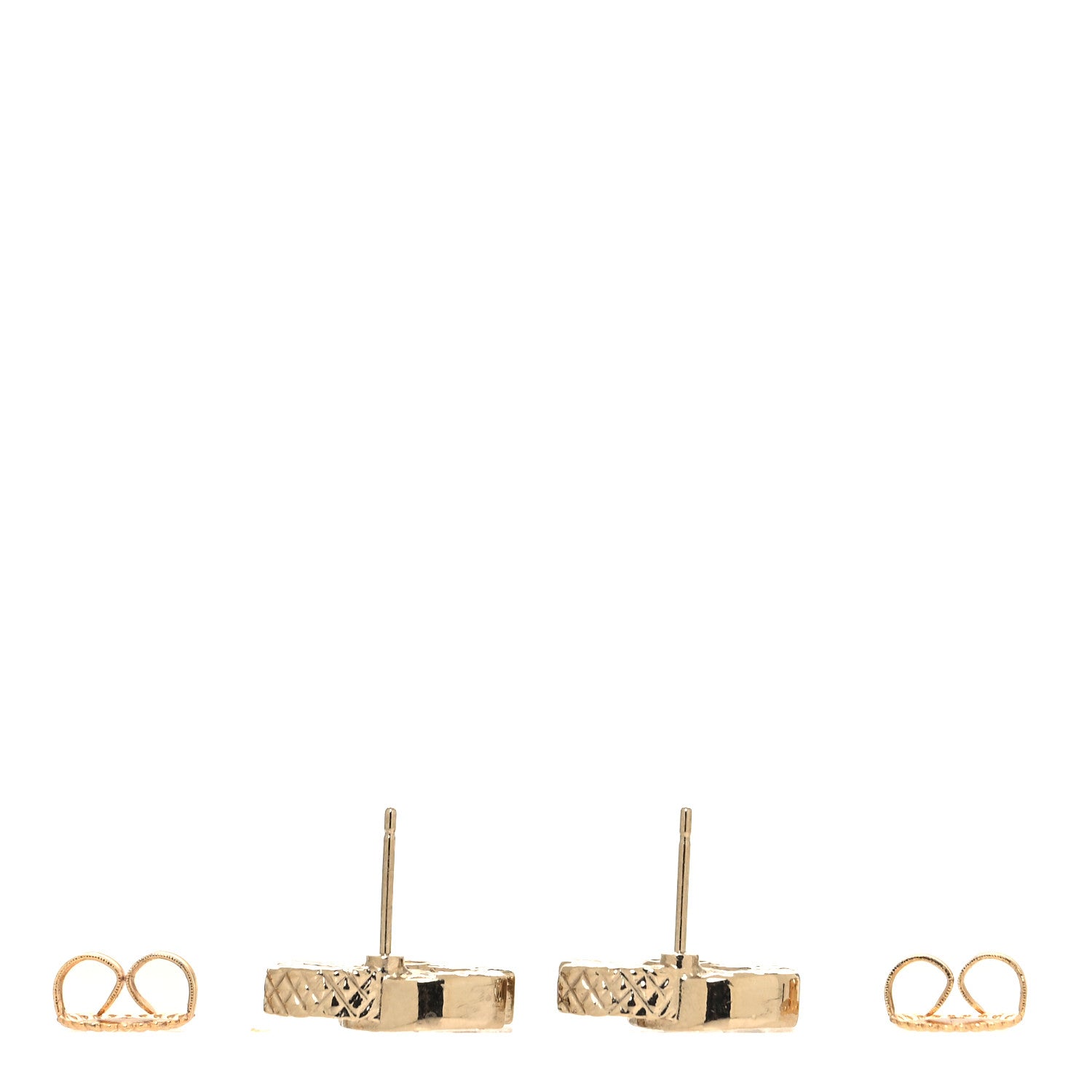 Chanel Textured Metal Crystal CC Earrings Gold 3 of 5