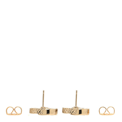 Chanel Textured Metal Crystal CC Earrings Gold 3 of 5