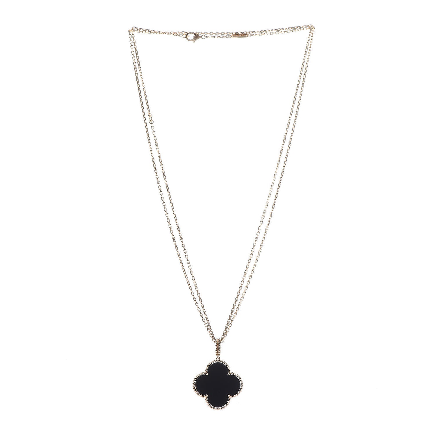18K Yellow Gold Black Onyx Magic Alhambra Pendant Necklace