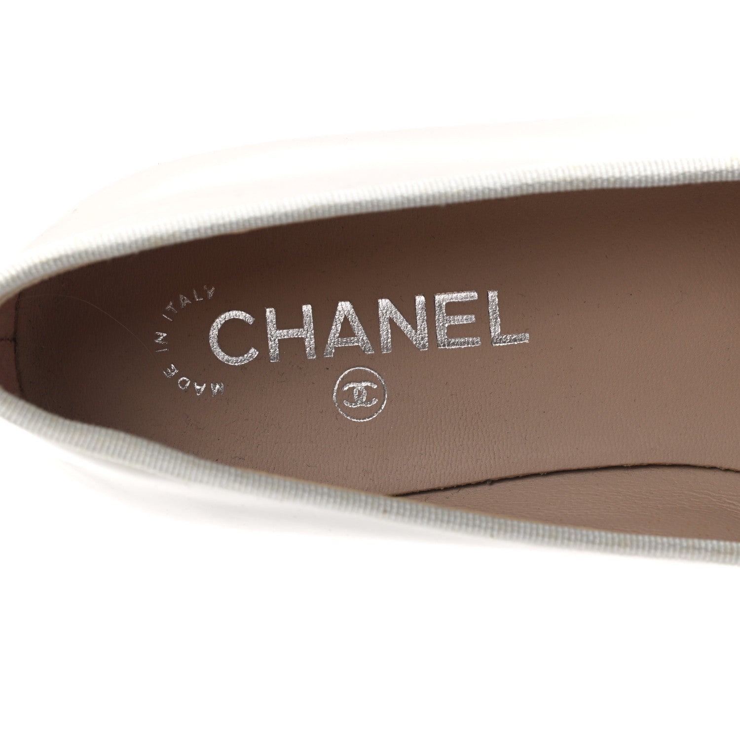 Chanel Calfskin Patent Cap Toe CC Ballerina Flats 40 Grey 7 of 9