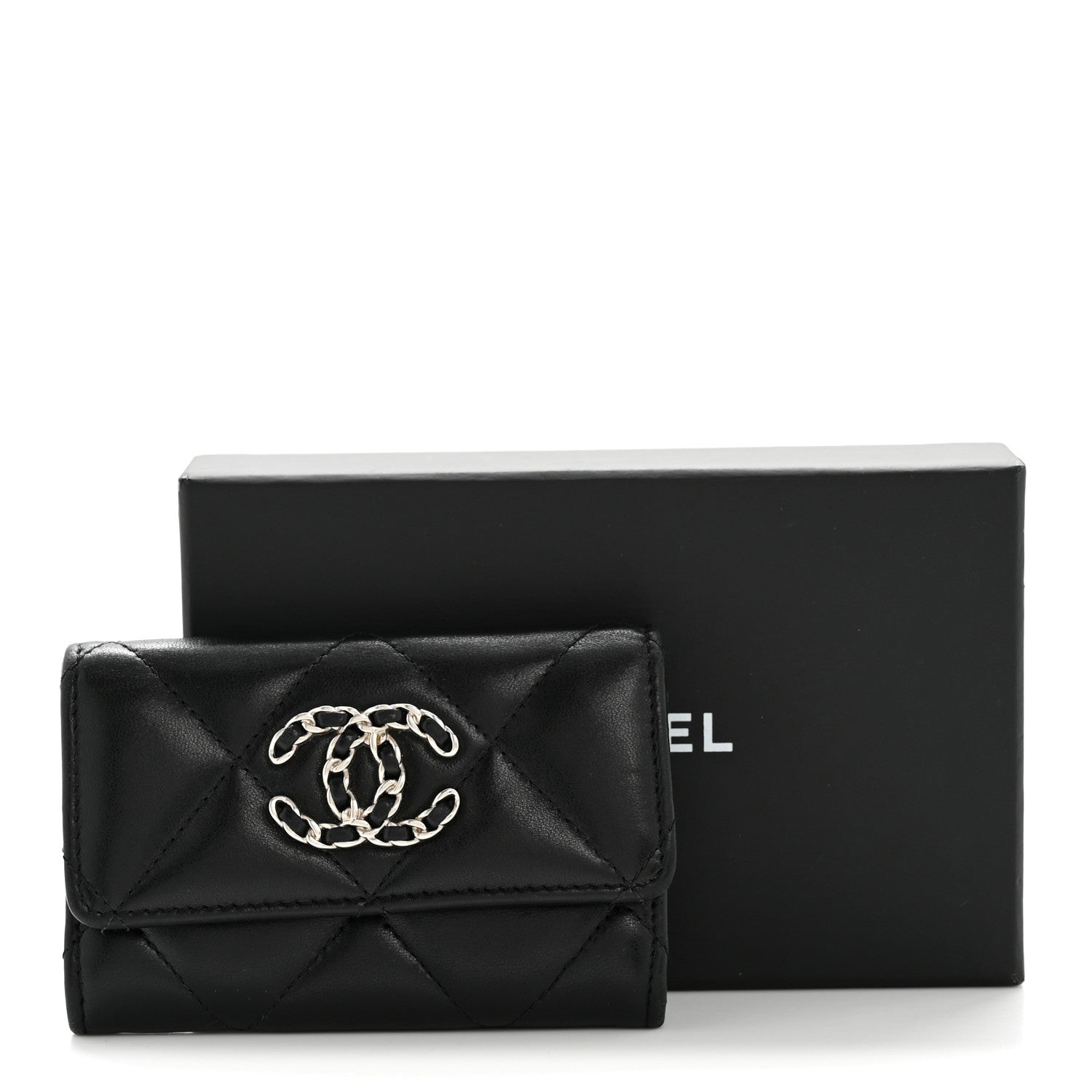 Chanel Lambskin Quilted Chanel 19 Flap Card Holder Black 1866780