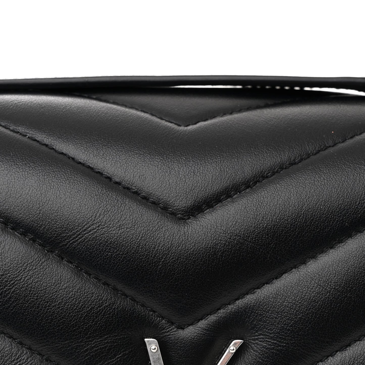 Calfskin Y Quilted Monogram Medium Loulou Chain Satchel Black