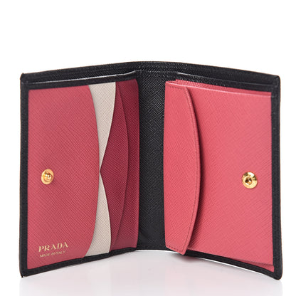 Prada Saffiano Colour Compact Wallet Black Ibisco 5 of 9