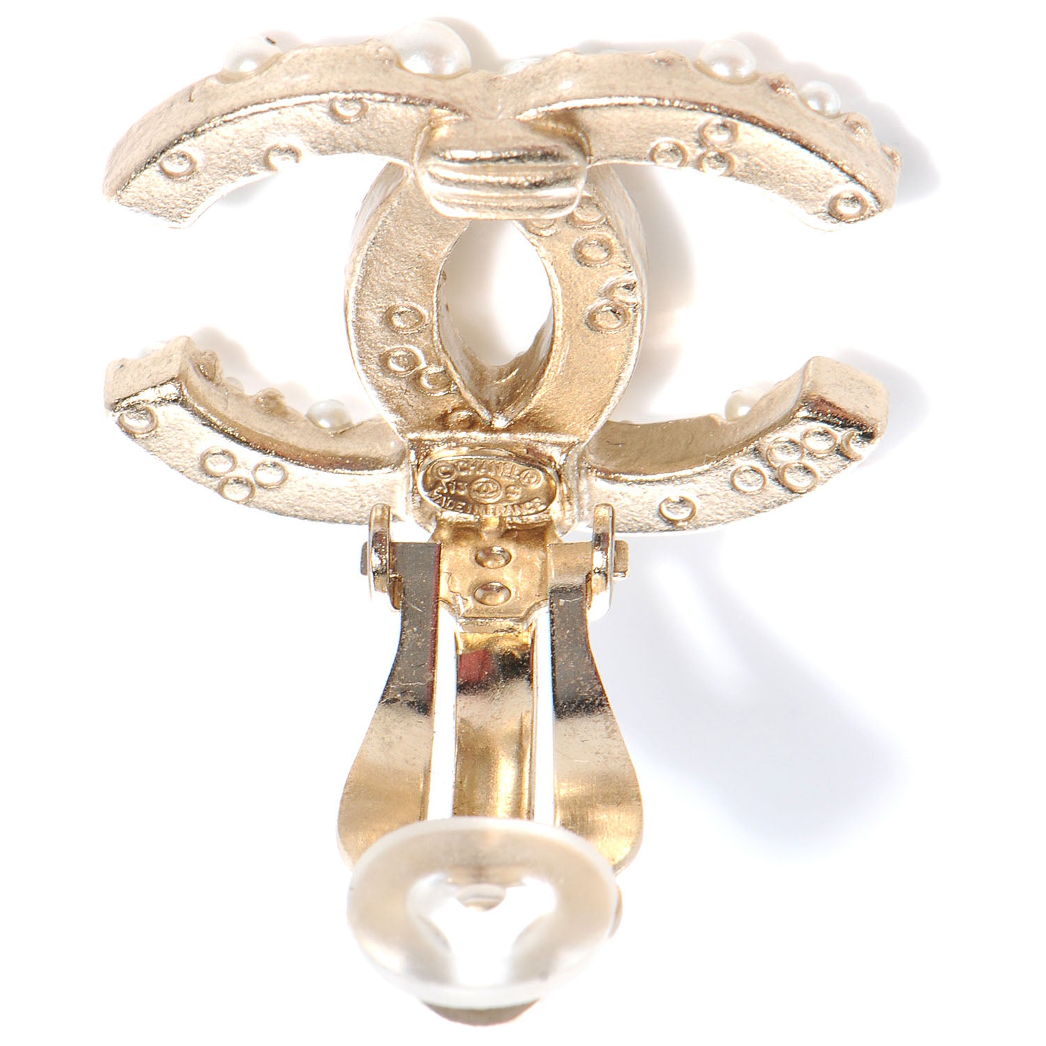 Chanel Pearl CC Logo Earrings Clip On Gold 5 of 5