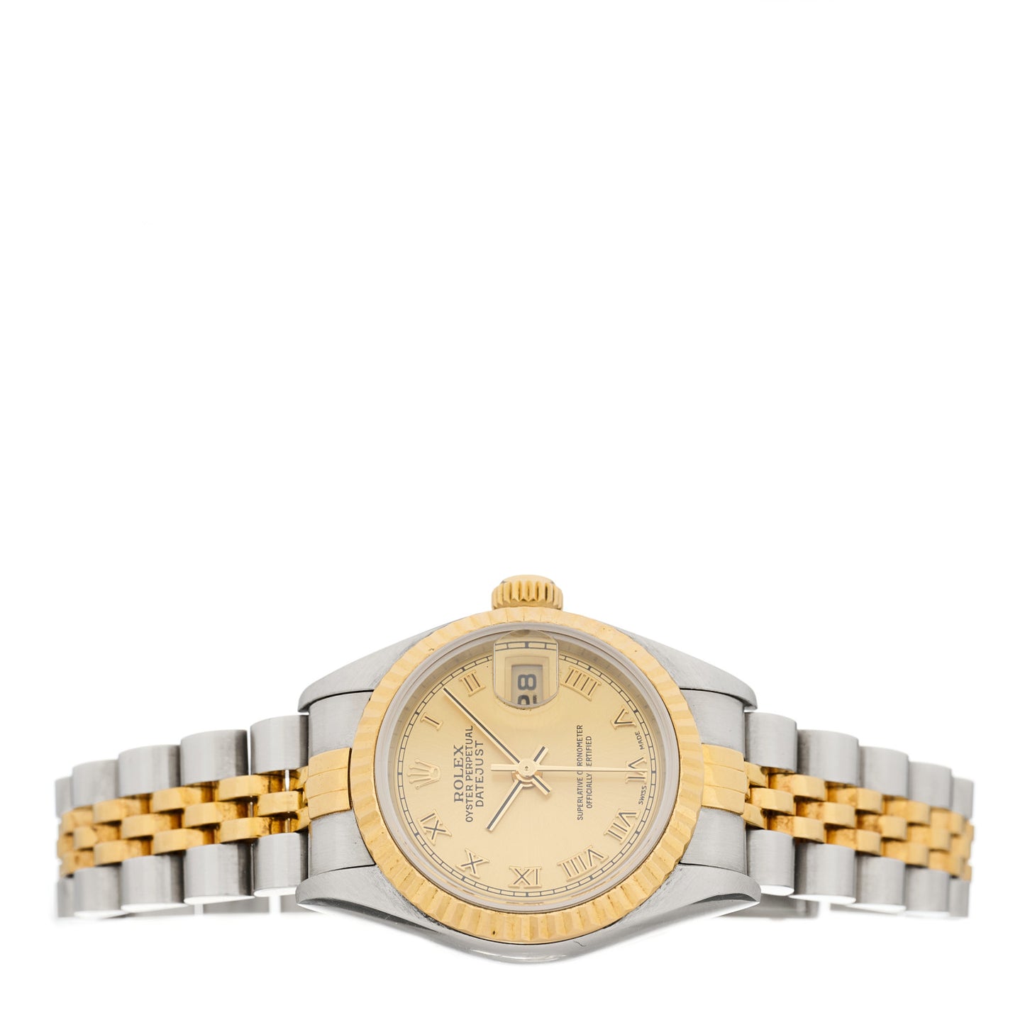 Stainless Steel 18K Yellow Gold 26mm Oyster Perpetual Datejust Watch Champagne Roman 79173