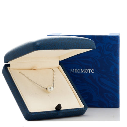 Mikimoto 18K White Gold Akoya Pearl 8mm Single Pendant Necklace 6 of 6