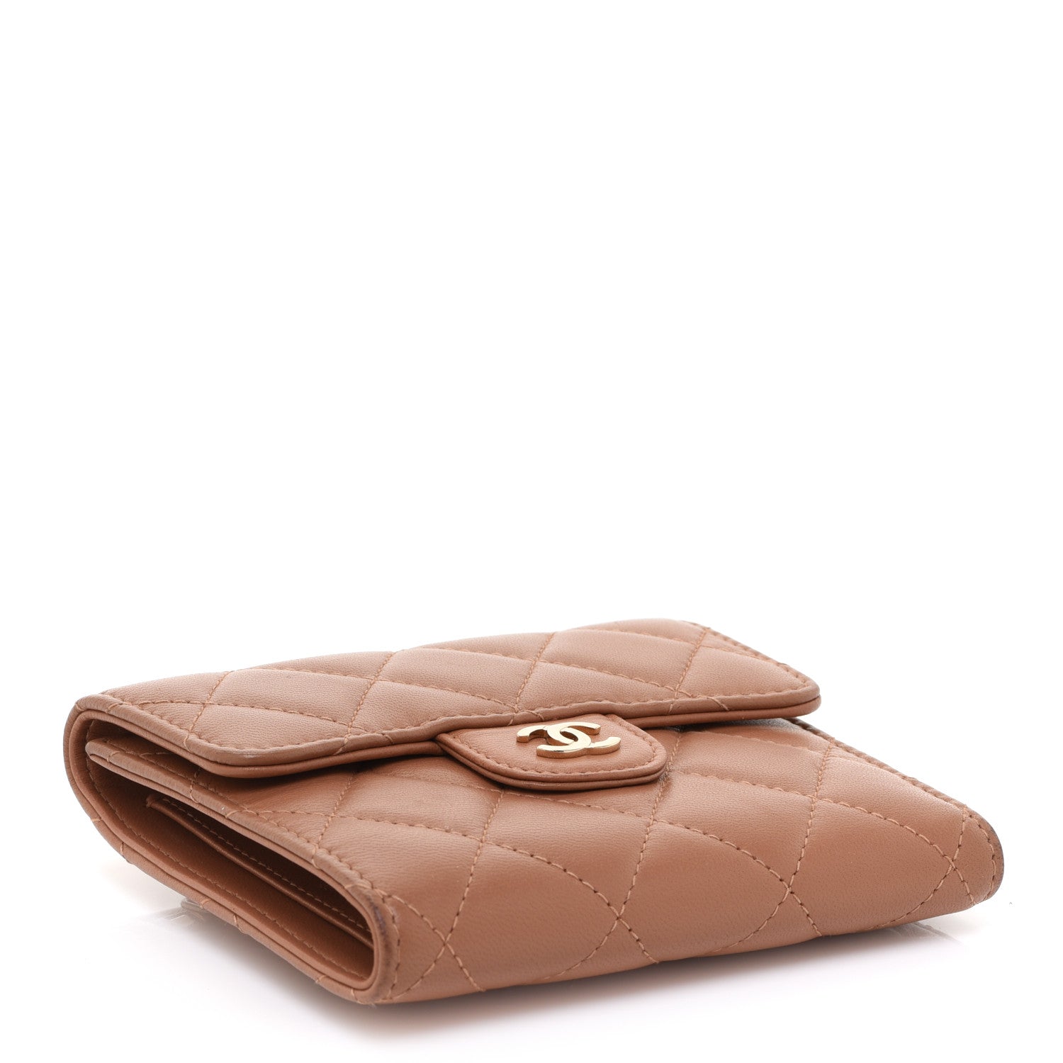 Chanel Lambskin Quilted Compact Flap Wallet Beige 4 of 14