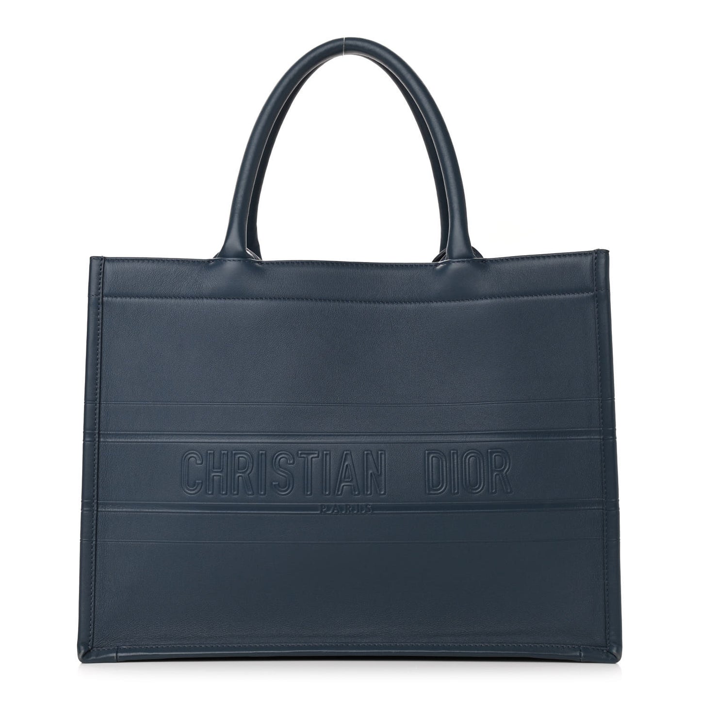 Calfskin Embossed Medium Book Tote Blue