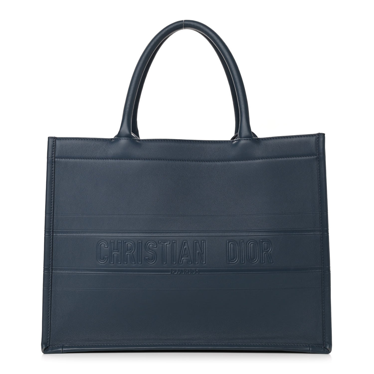 Christian Dior Calfskin Embossed Medium Book Tote Blue 1 of 10