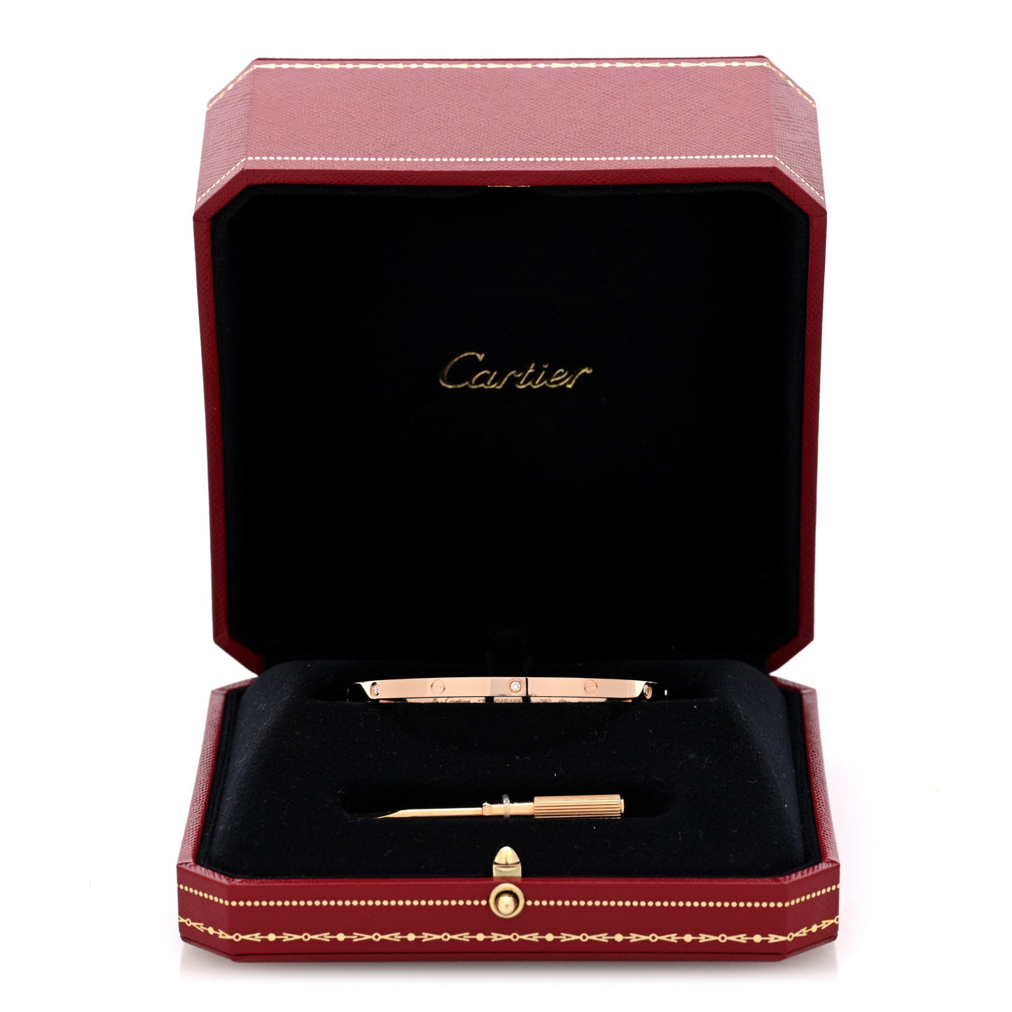 18K Pink Gold 6 Diamond Small LOVE Bracelet 17