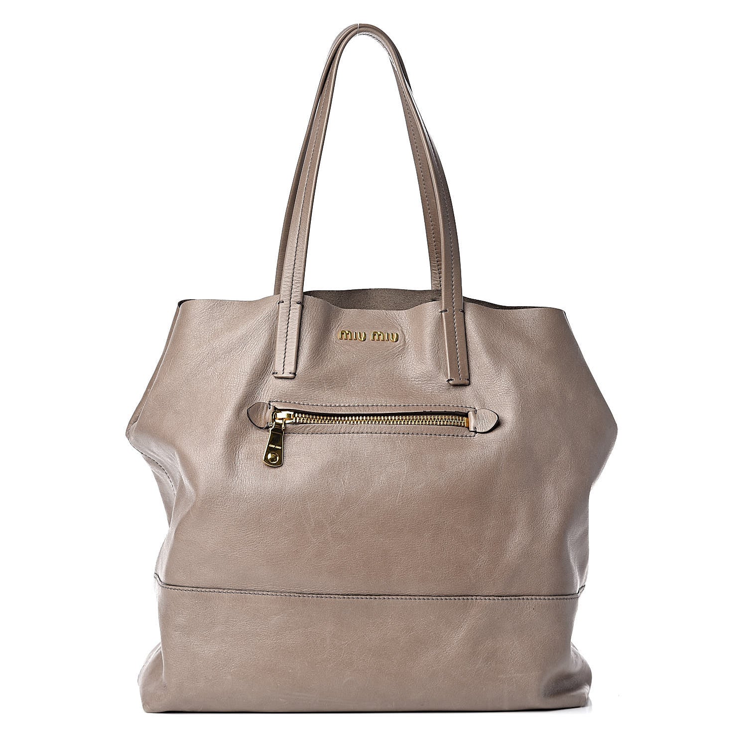 Miu Miu Vitello New Calfskin Shopping Tote Pietra 1 of 12