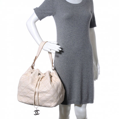 Chanel Glazed Calfskin On The Road Drawstring Tote Ivory 2 of 8