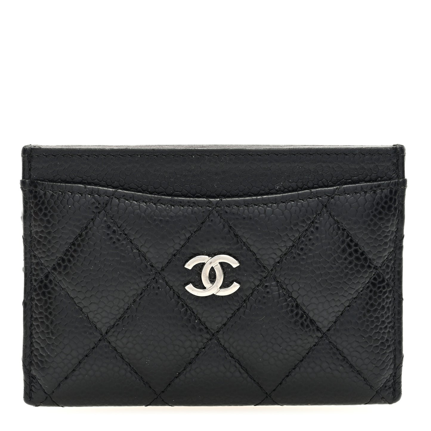 Caviar Quilted Card Holder Black