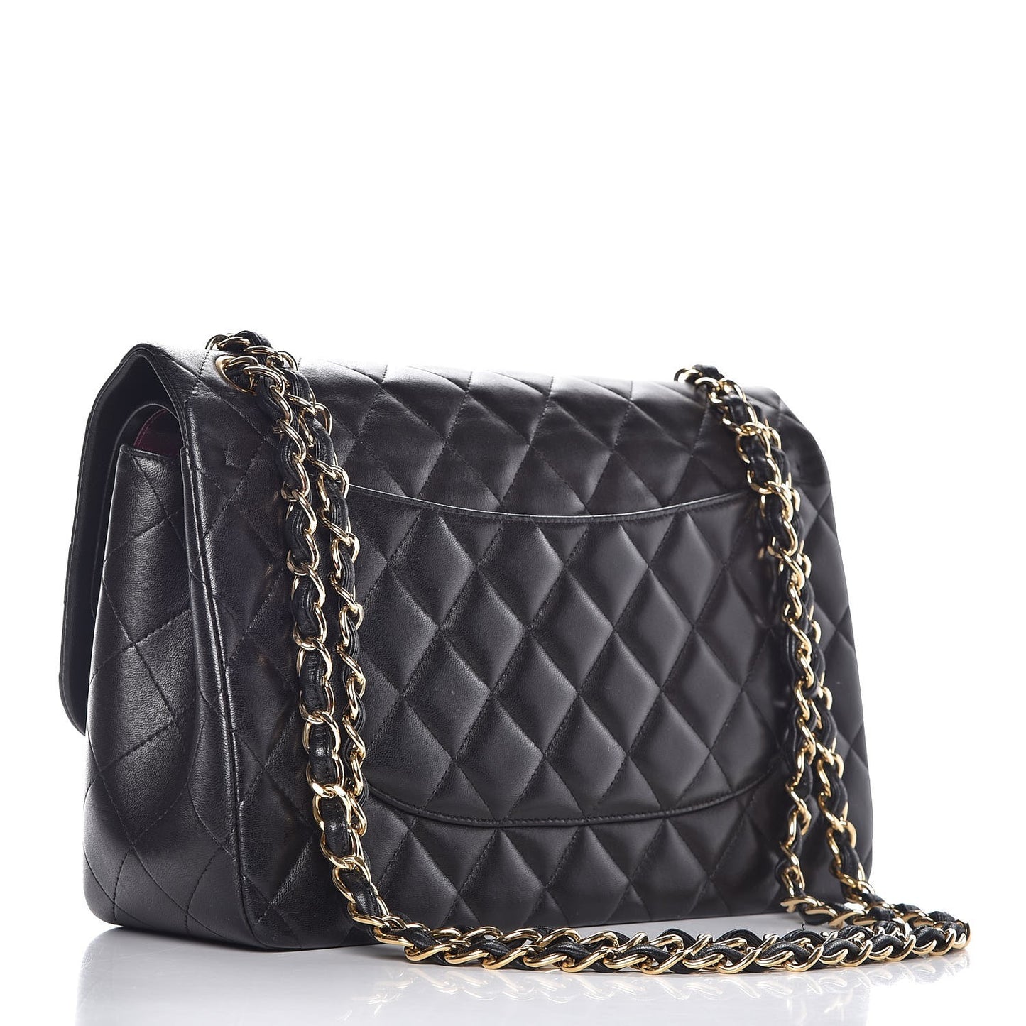 Lambskin Quilted Jumbo Double Flap Black