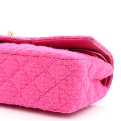Chanel Tweed Quilted Medium Double Flap Fuchsia 10 of 11