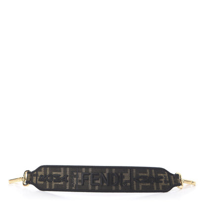 Fendi Fabric Jacquard FF 1974 Logo Threaded Edge Mini Strap You Tobacco Moro Black 1 of 2